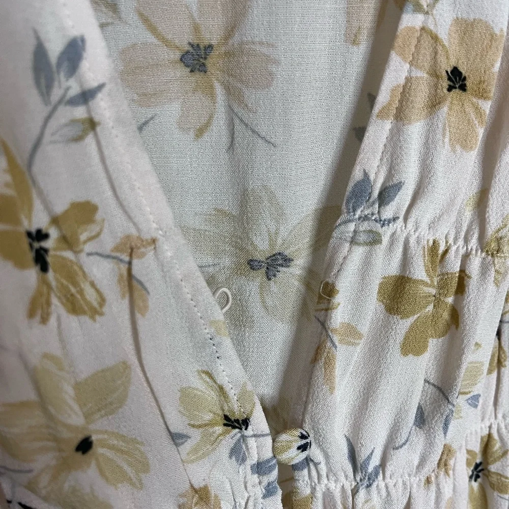 Zara Puff Sleeve Floral Button Front Top XS